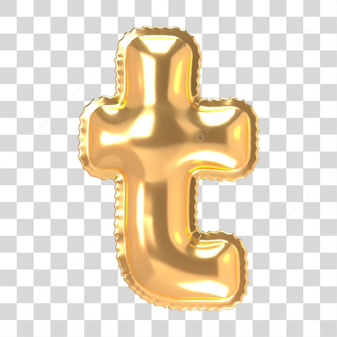 Alfabeto de Folha de Balão em Ouro PNG Transparente