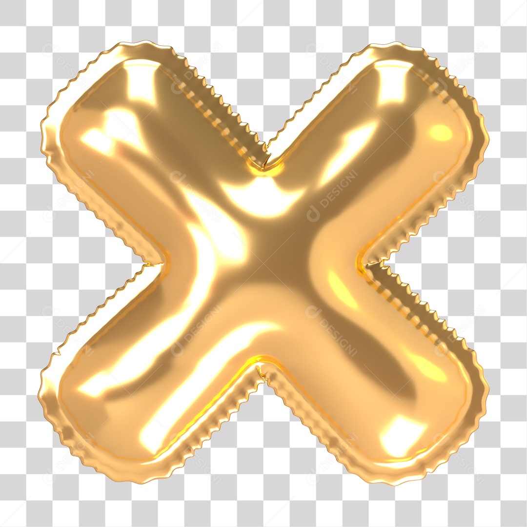 Alfabeto de Folha de Balão em Ouro PNG Transparente