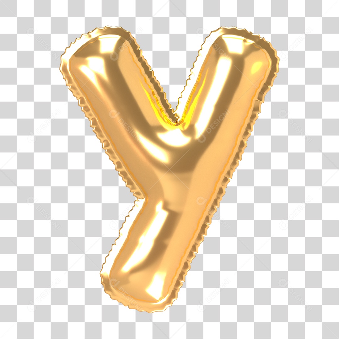 Alfabeto de Folha de Balão em Ouro PNG Transparente