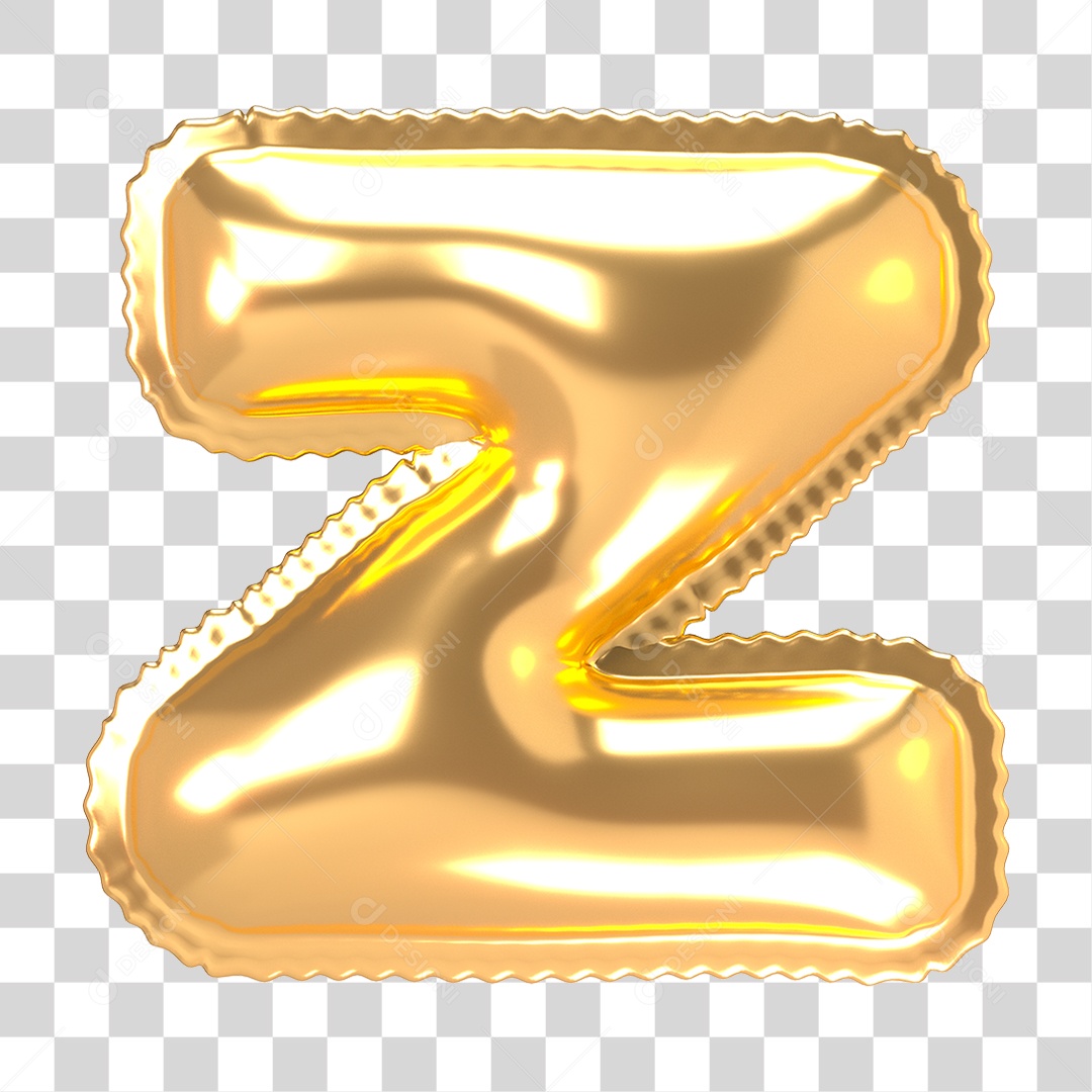 Alfabeto de Folha de Balão em Ouro PNG Transparente