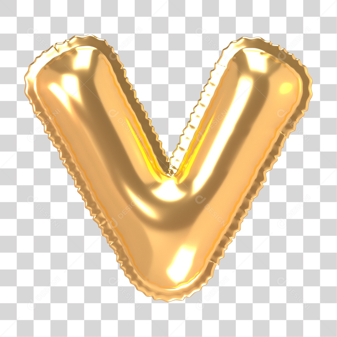 Alfabeto de Folha de Balão em Ouro PNG Transparente