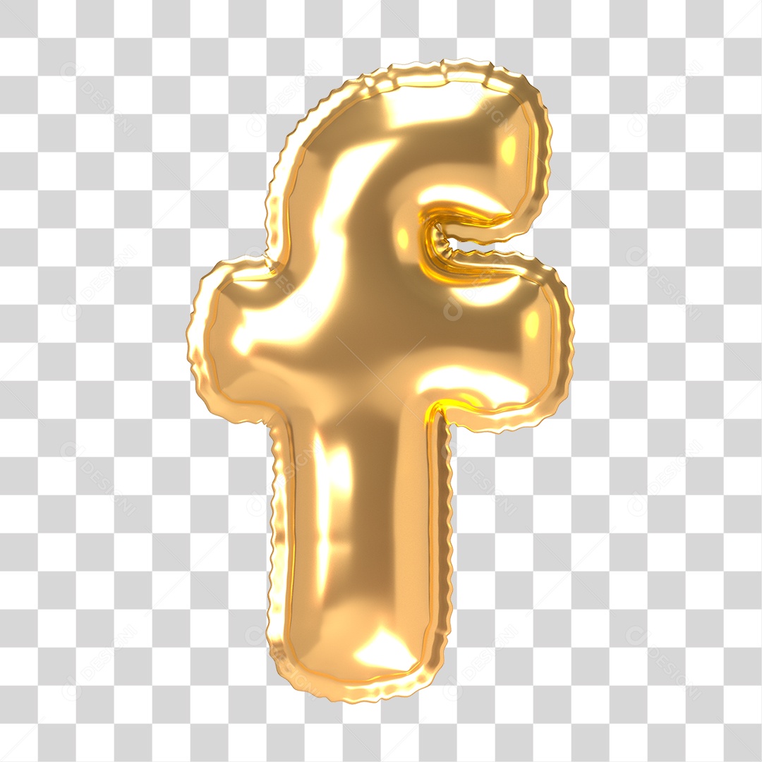 Alfabeto de Folha de Balão em Ouro PNG Transparente