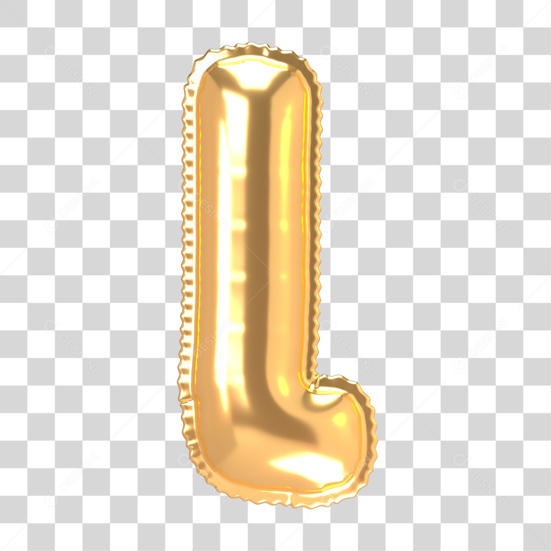 Alfabeto de Folha de Balão em Ouro PNG Transparente