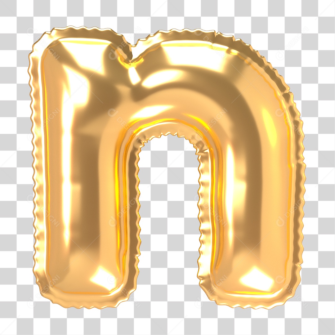 Alfabeto de Folha de Balão em Ouro PNG Transparente