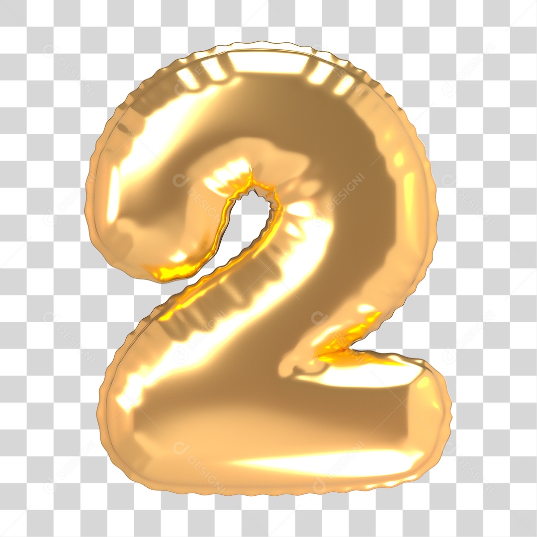 Número de Folha de Balão em Ouro PNG Transparente