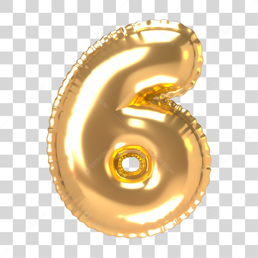 Número de Folha de Balão em Ouro PNG Transparente