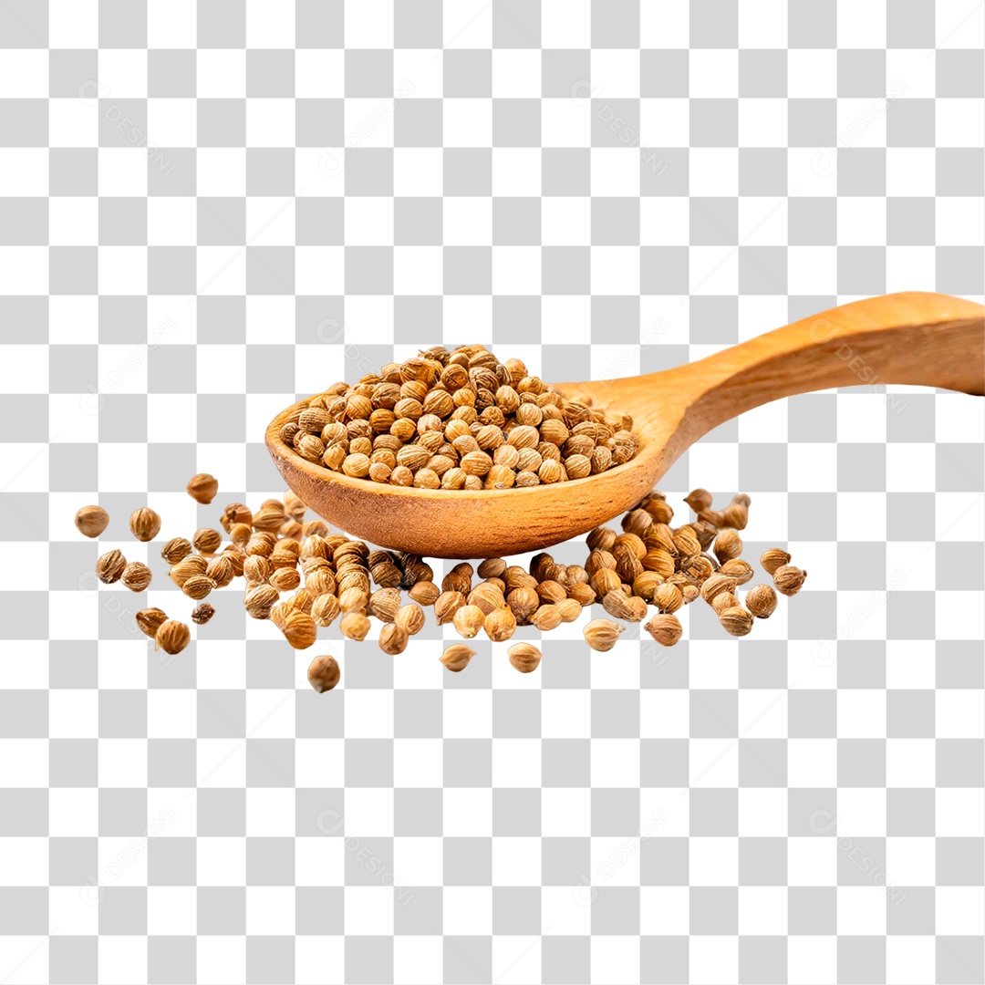 Sementes de Coentro em Colher de Pau PNG Transparente