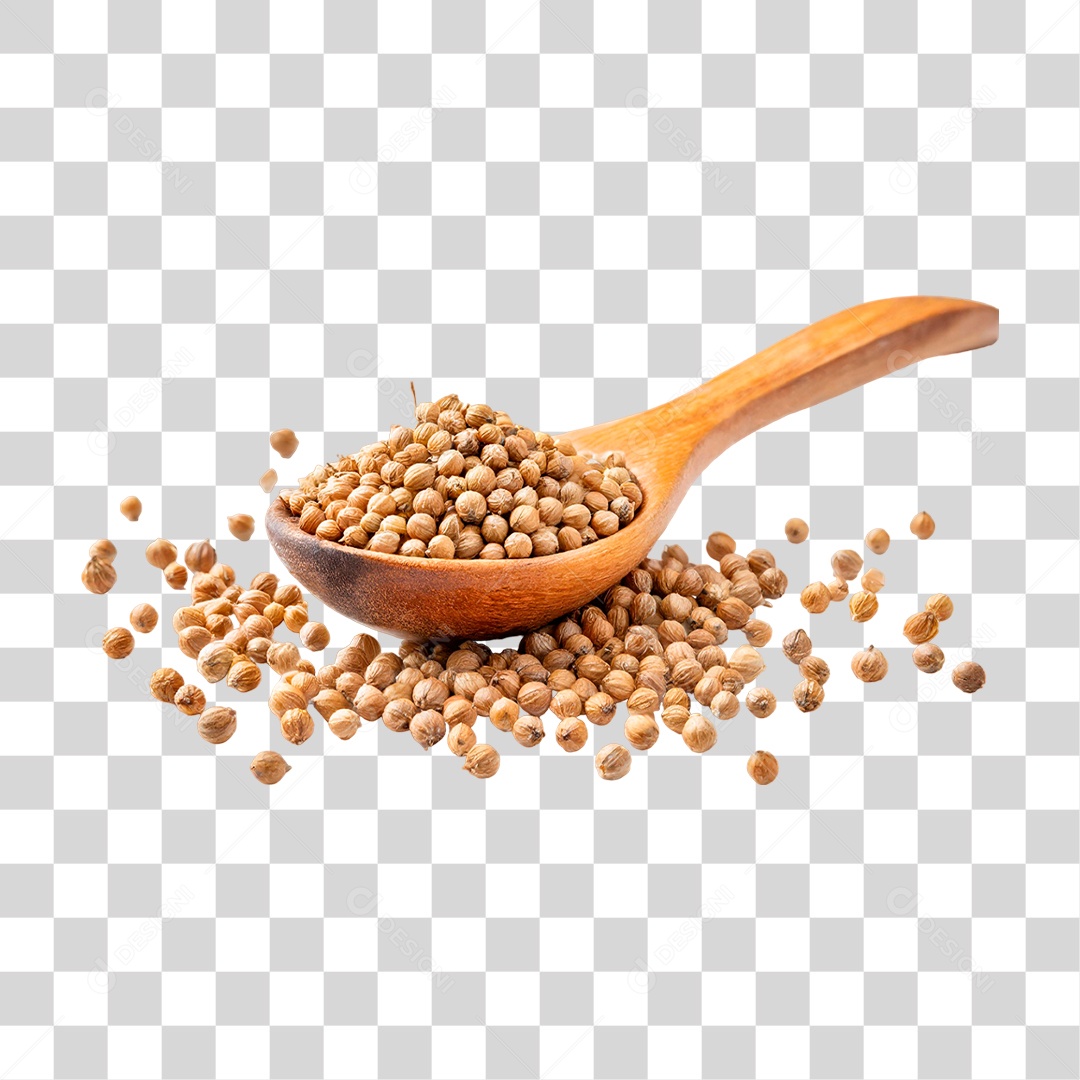 Semente de Coentro em Colher de Pau PNG Transparente