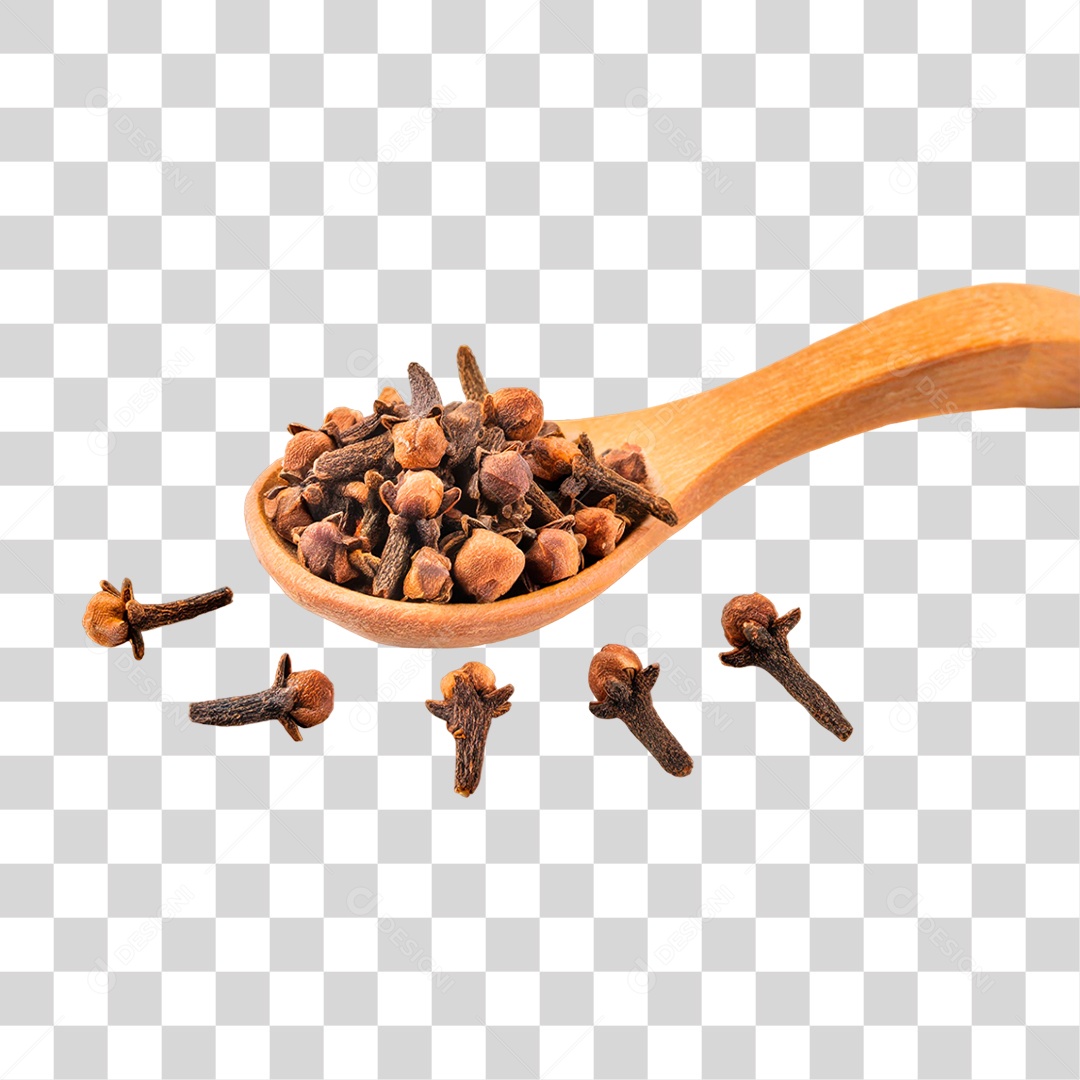 Cravo Seco em Colher de Pau PNG Transparente