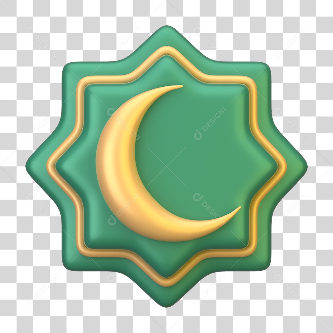Ícone 3D Ilustração Islâmico do Ramadã PNG Transparente
