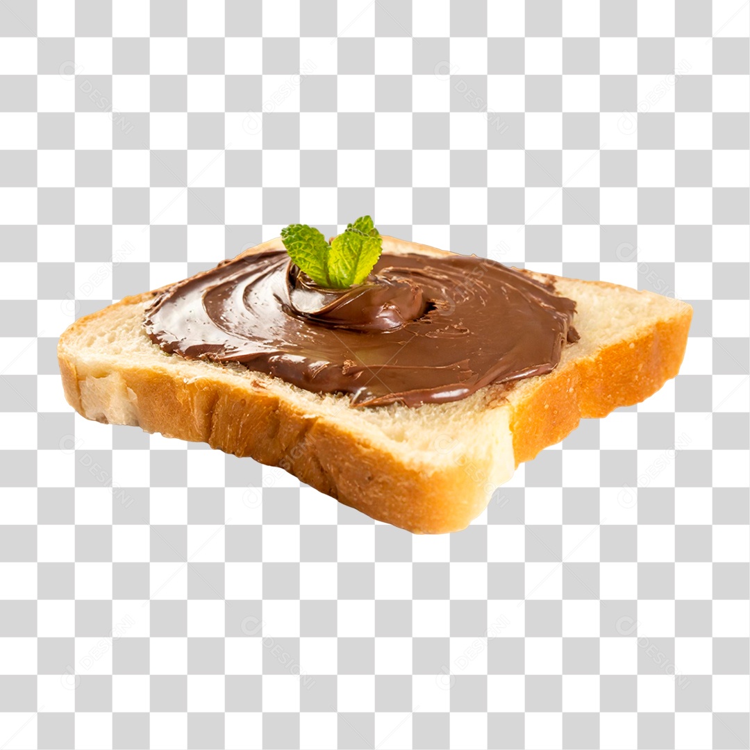 Fatia de Pão com Manteiga de Chocolate PNG Transparente