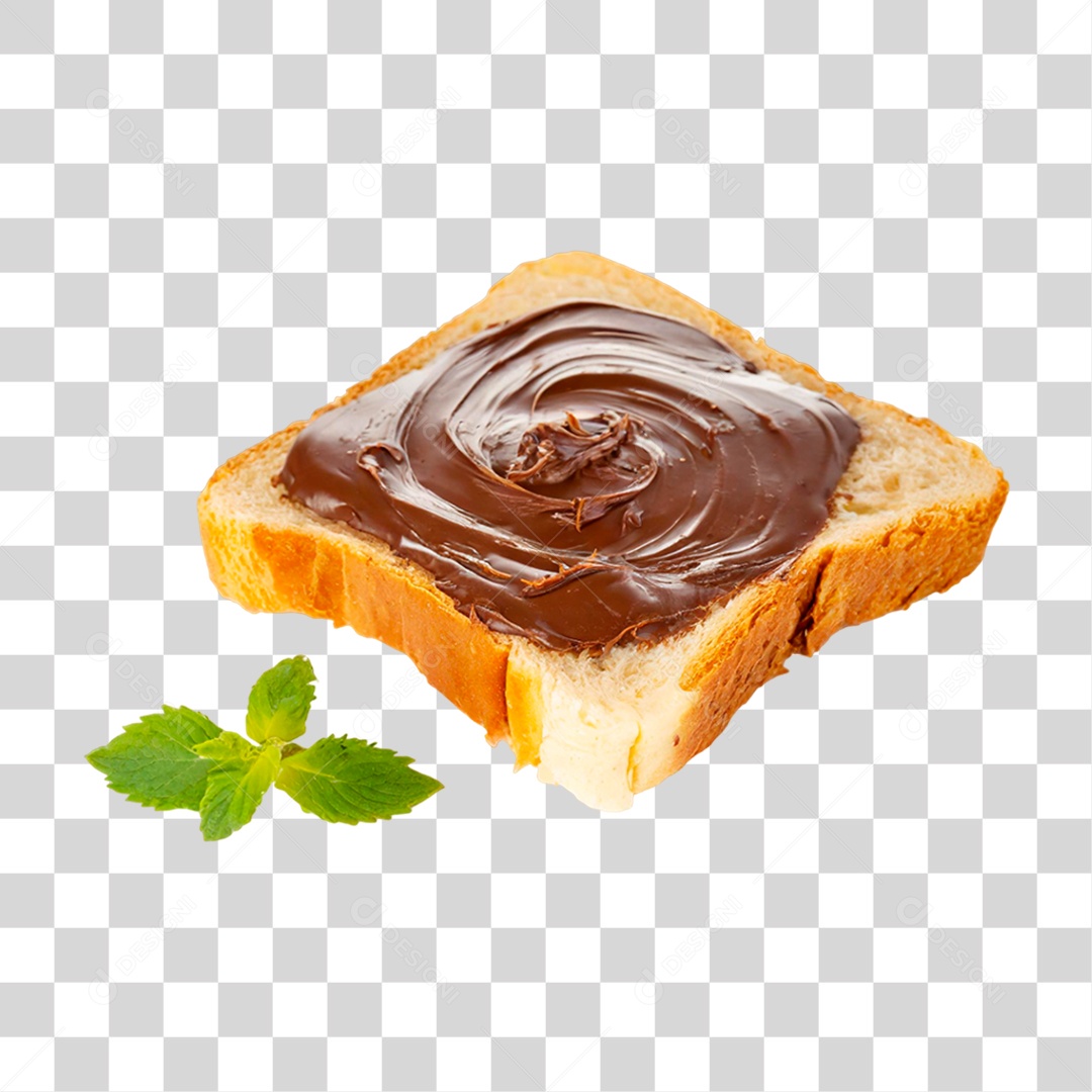 Fatia de Pão com Manteiga de Chocolate PNG Transparente
