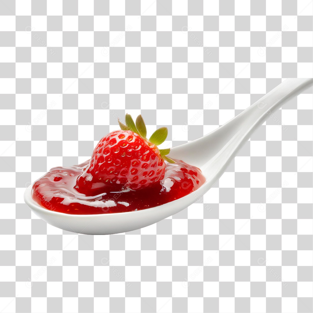 Geleia de Morango em Colher PNG Transparente