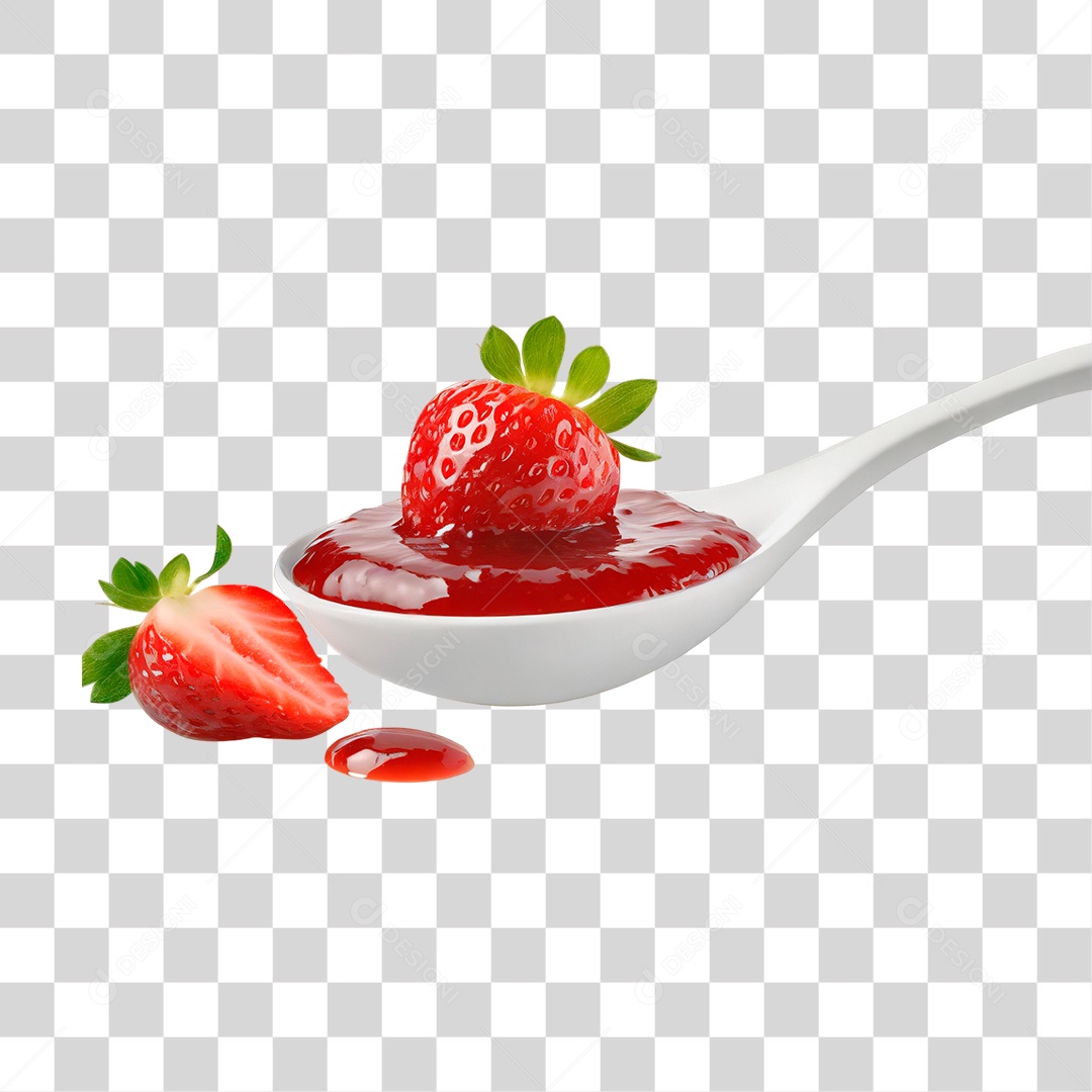 Geleia de Morango em Colher PNG Transparente