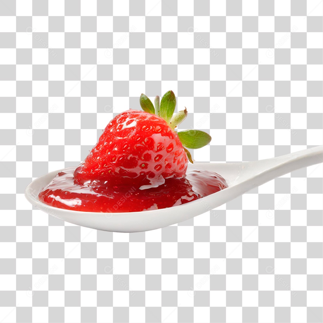 Geleia de Morango em Colher PNG Transparente