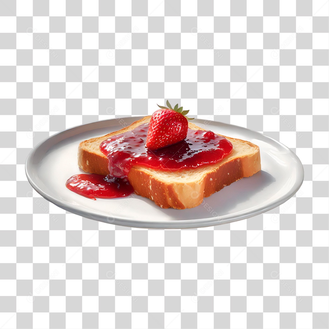 Torrada com Geleia de Morango PNG Transparente