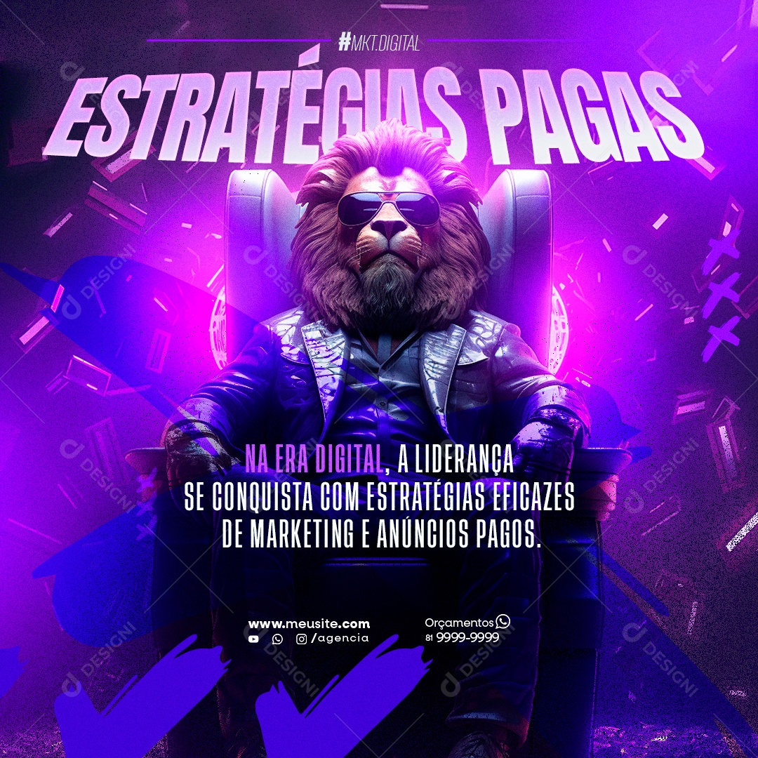 Marketing Digital Estratégia Pagas Social Media PSD Editável