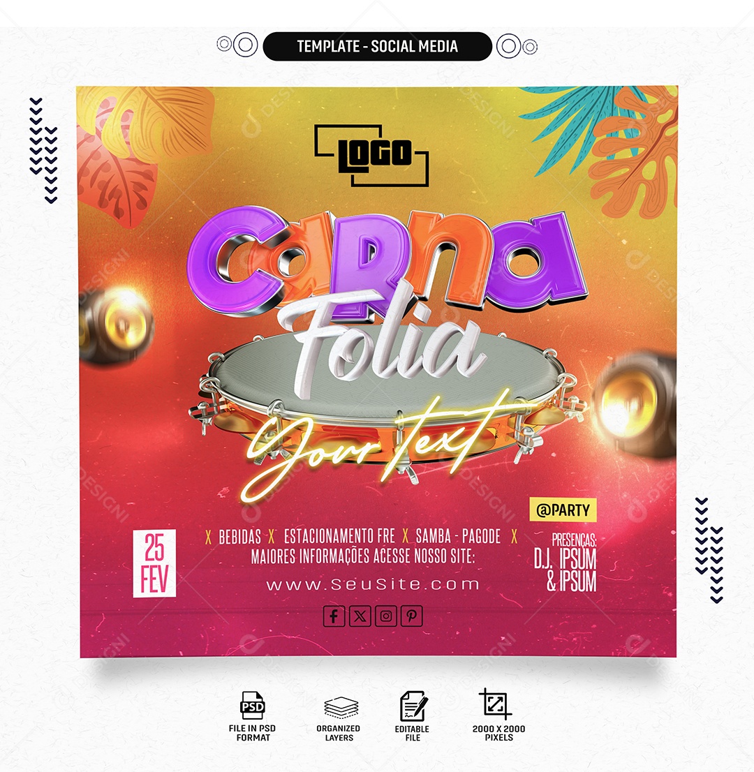 Carna Folia Maiores Informações Acesse o Site Social Media PSD Editável