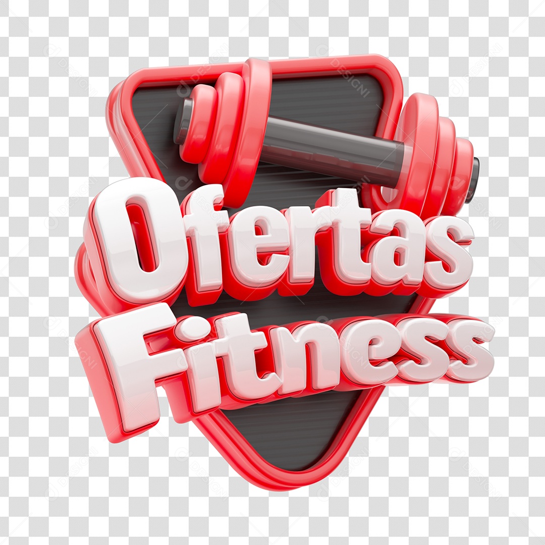 Ofertas Fitness Selo 3D Vermelho Branco para Composição PSD