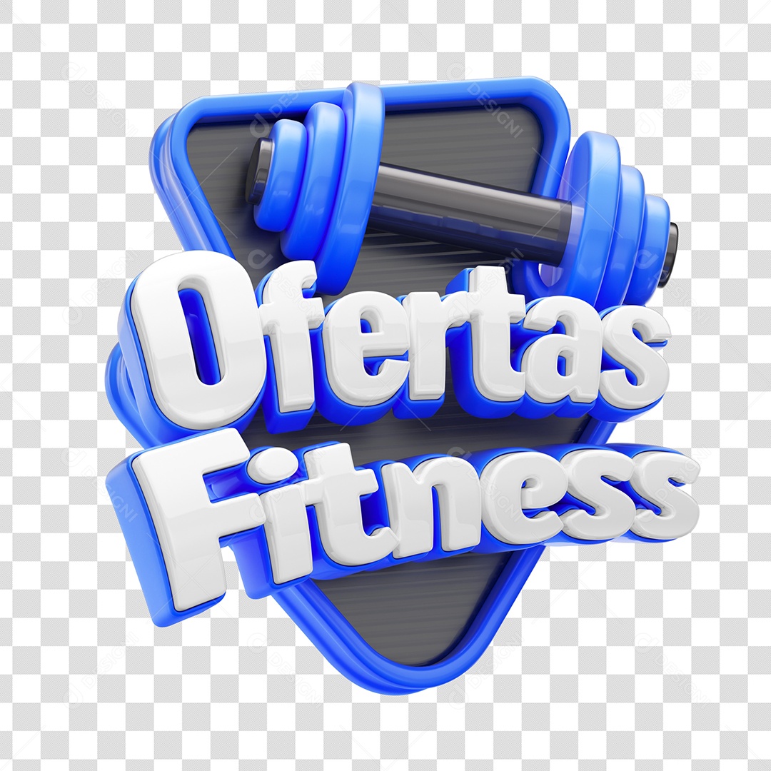 Ofertas Fitness Selo 3D Azul Branco para Composição PSD
