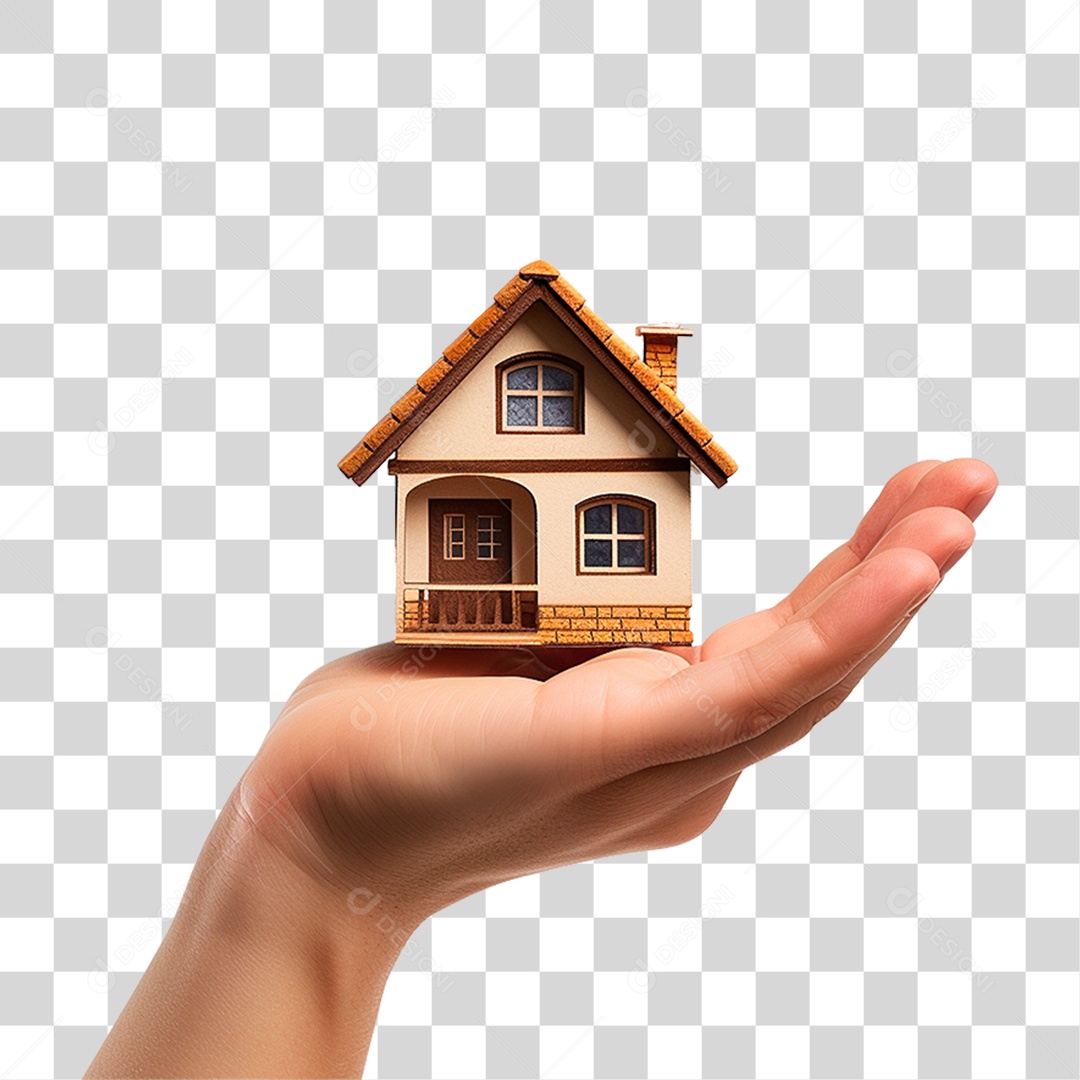 Mão Segurando uma Pequena Casa PNG Transparente