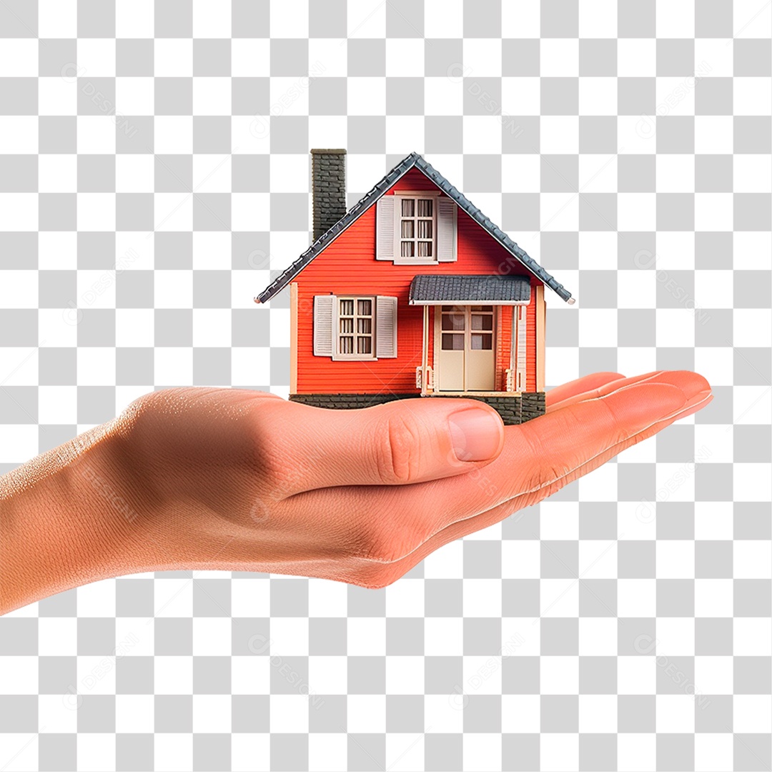 Mão Segurando uma Pequena Casa PNG Transparente