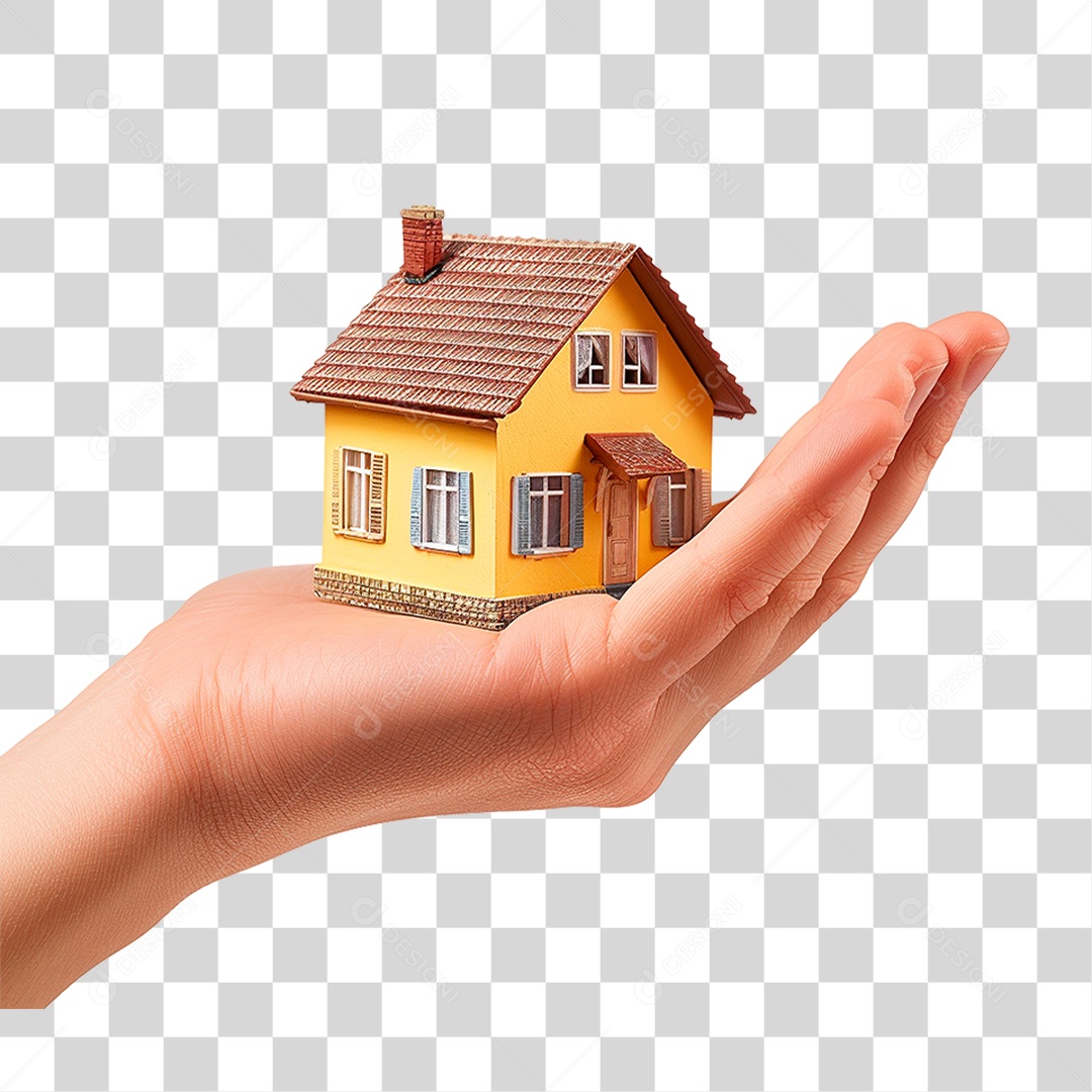 Mão Segurando uma Pequena Casa PNG Transparente