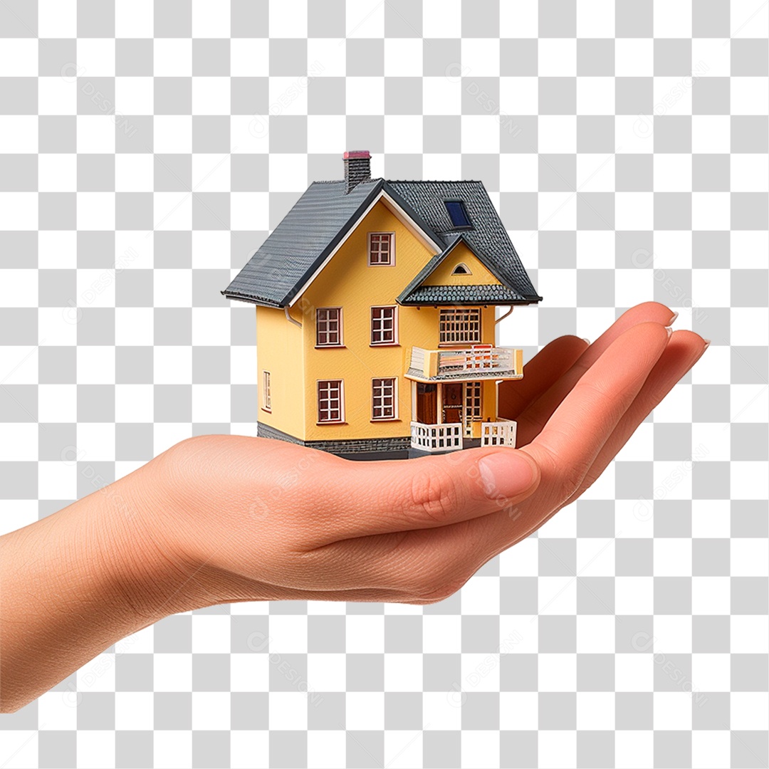 Mão Segurando uma Pequena Casa PNG Transparente