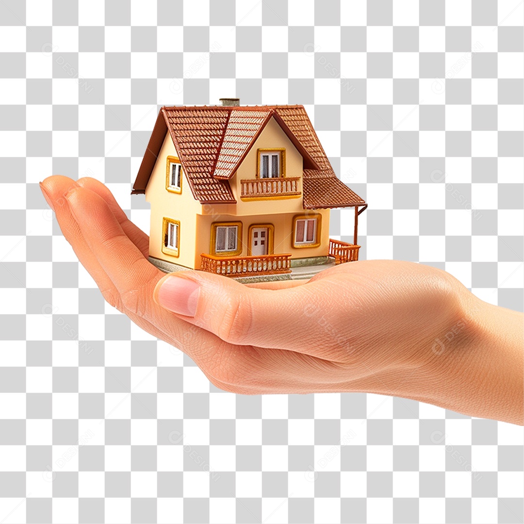 Mão Segurando uma Pequena Casa PNG Transparente