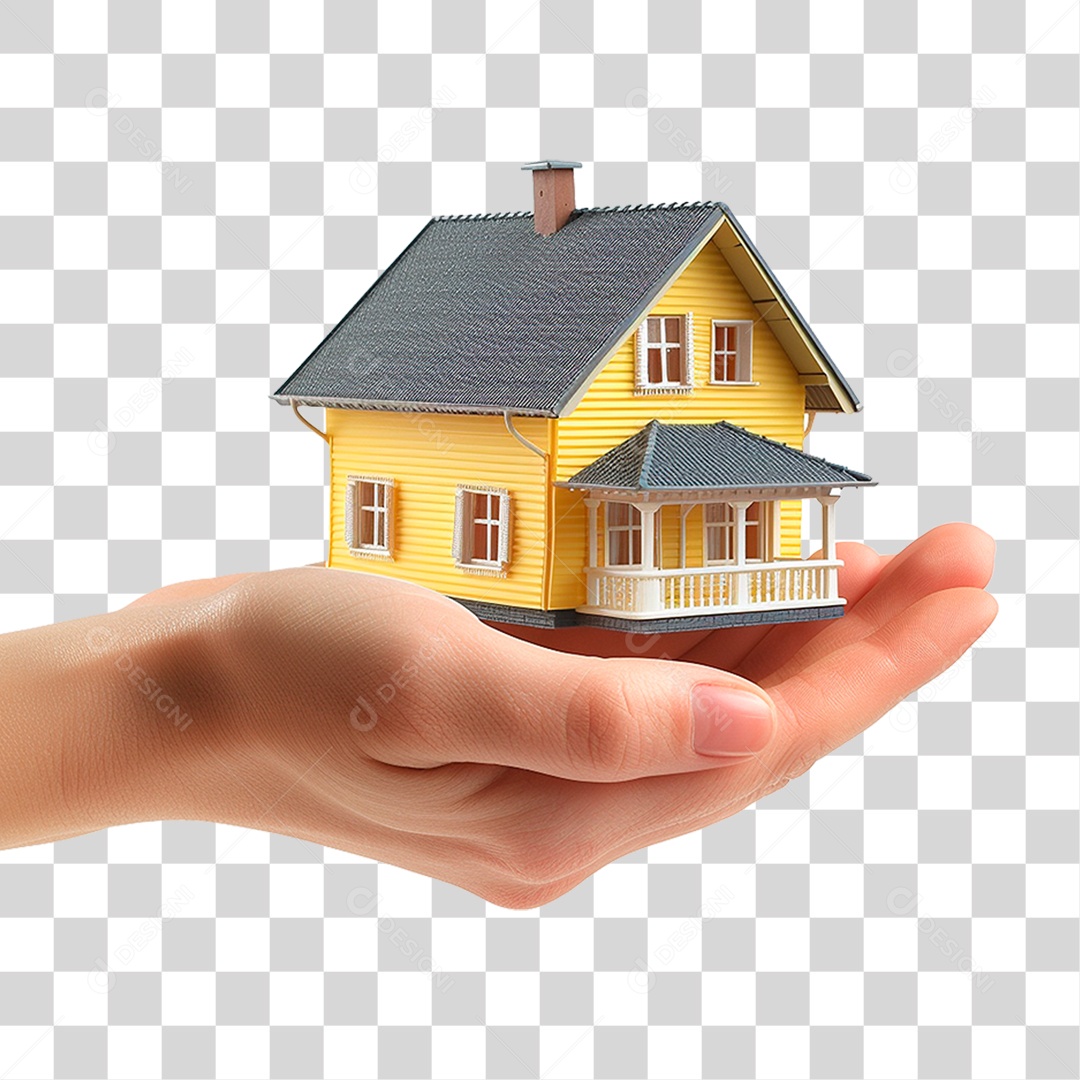 Mão Segurando uma Pequena Casa PNG Transparente