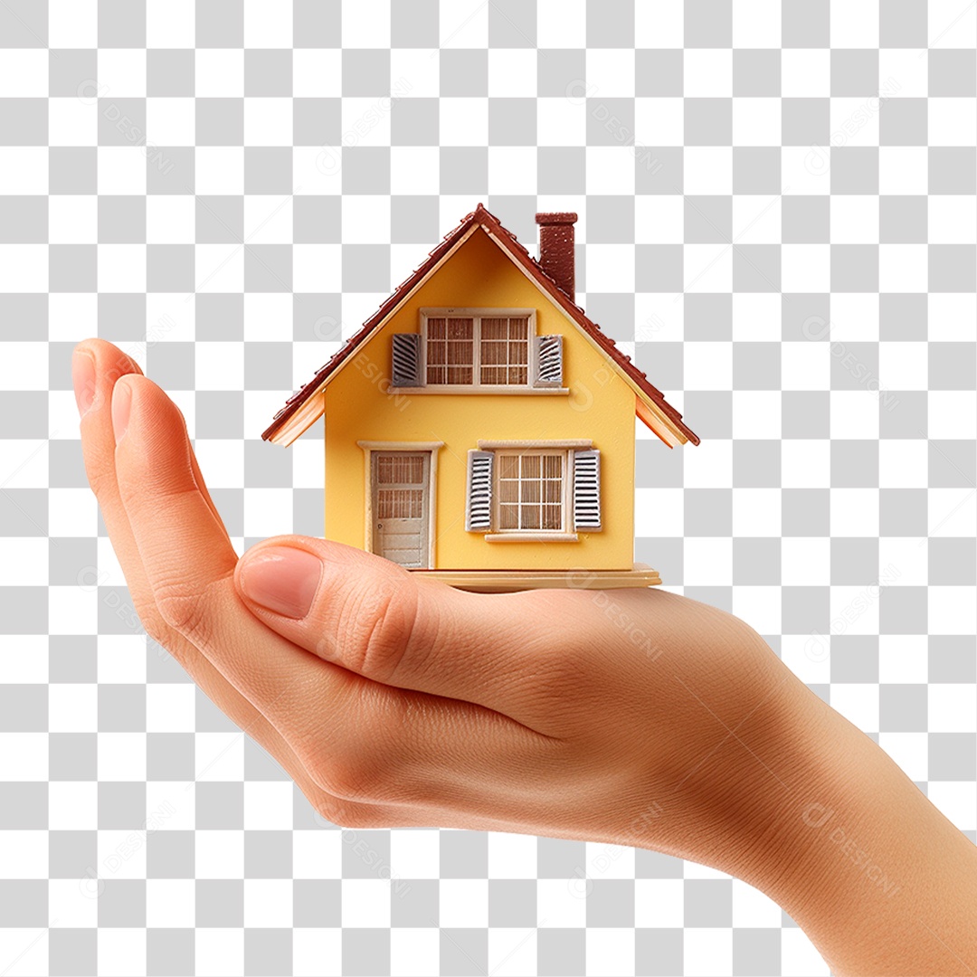 Mão Segurando uma Pequena Casa PNG Transparente