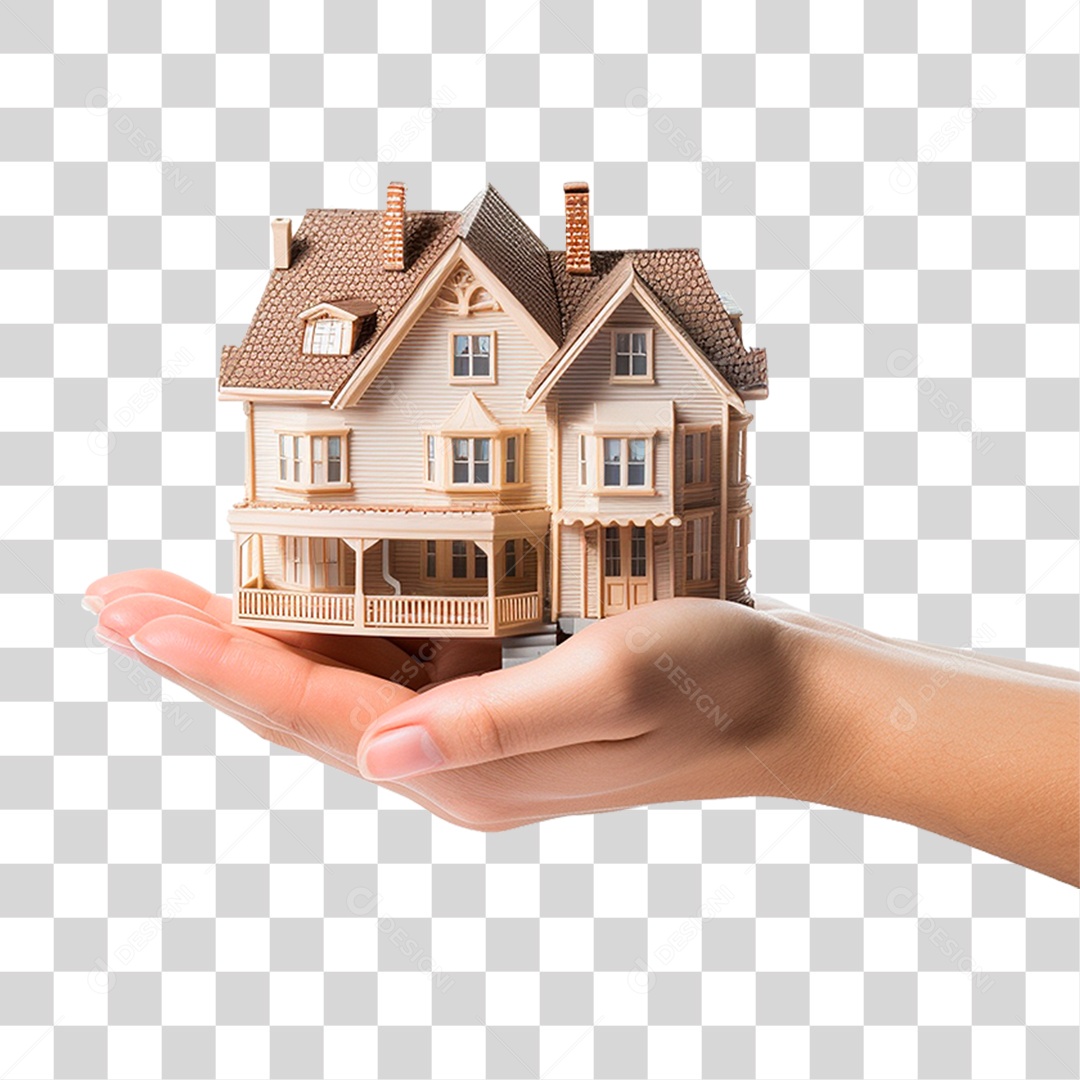 Mão Segurando uma Pequena Casa PNG Transparente