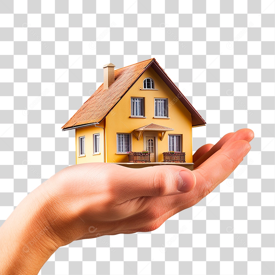 Mão Segurando uma Pequena Casa PNG Transparente