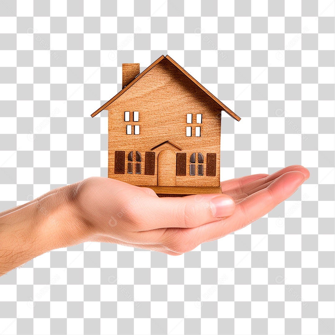 Mão Segurando uma Pequena Casa PNG Transparente