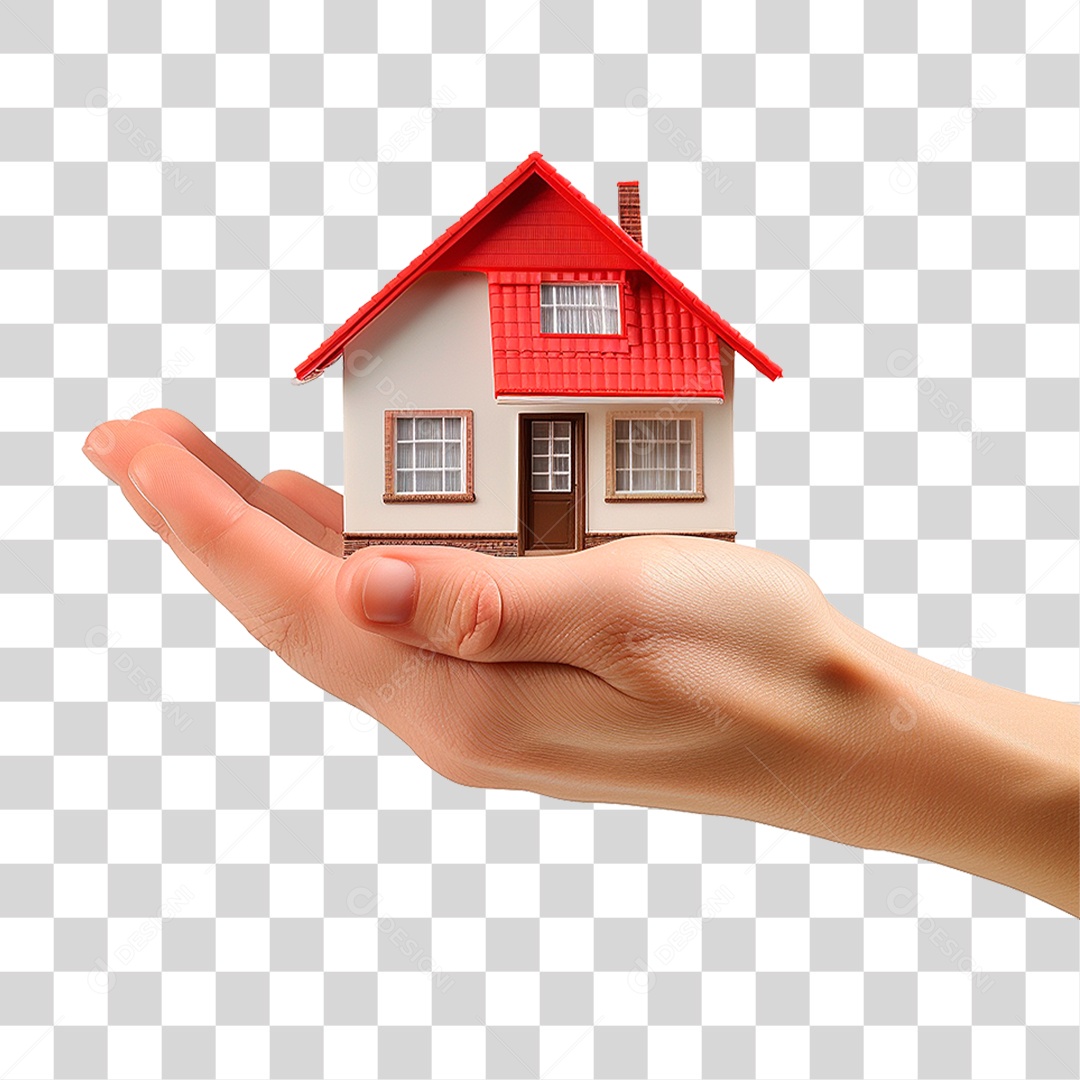 Mão Segurando uma Pequena Casa PNG Transparente