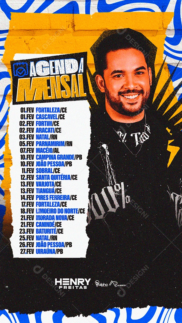 Flyer Henry Freitas Agenda Mensal Social Media PSD Editável