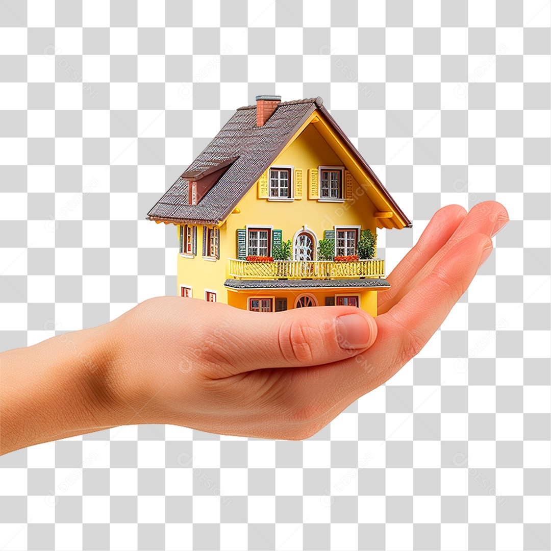 Mão Segurando uma Pequena Casa PNG Transparente