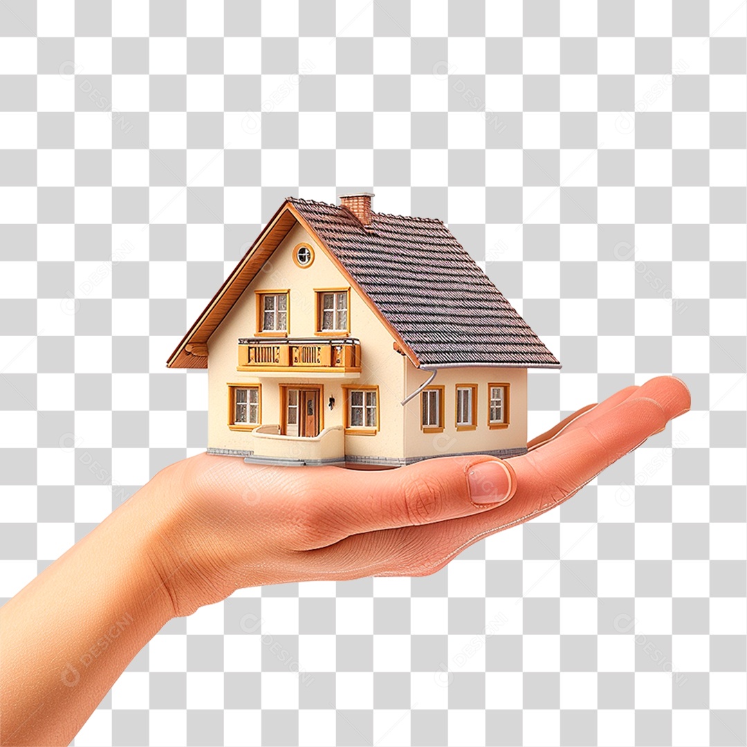 Mão Segurando uma Pequena Casa PNG Transparente
