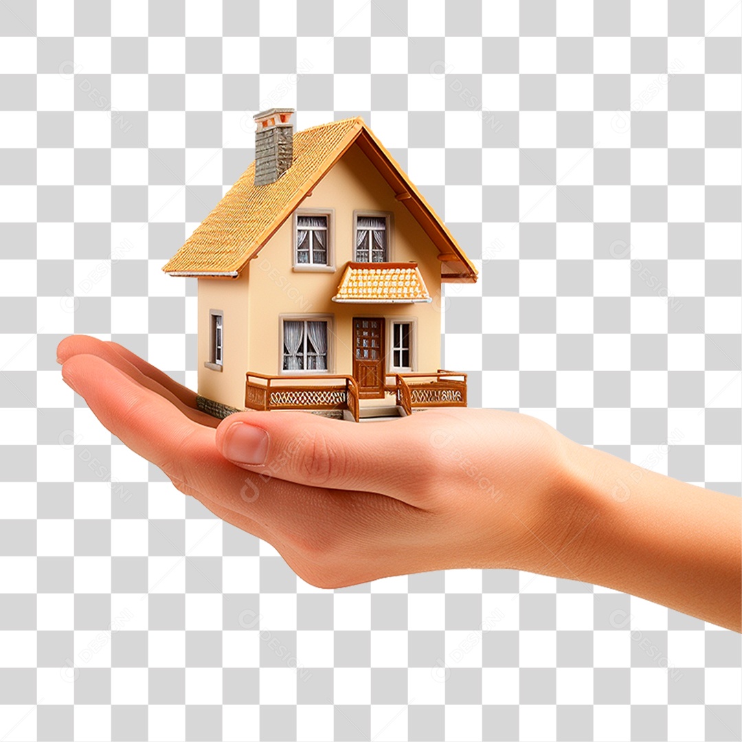 Mão Segurando uma Pequena Casa PNG Transparente