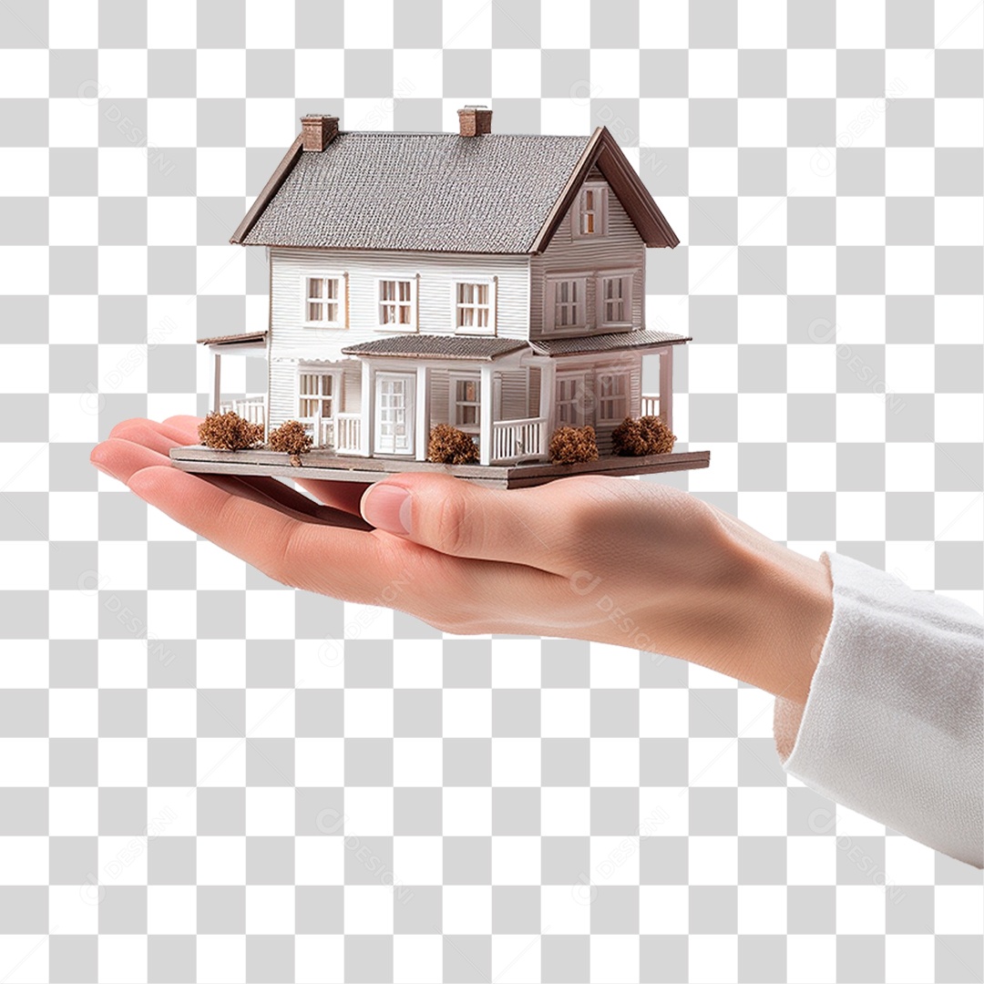 Mão Segurando uma Pequena Casa PNG Transparente