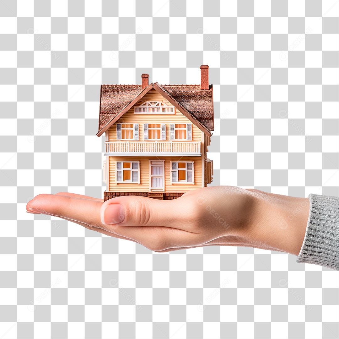 Mão Segurando uma Pequena Casa PNG Transparente