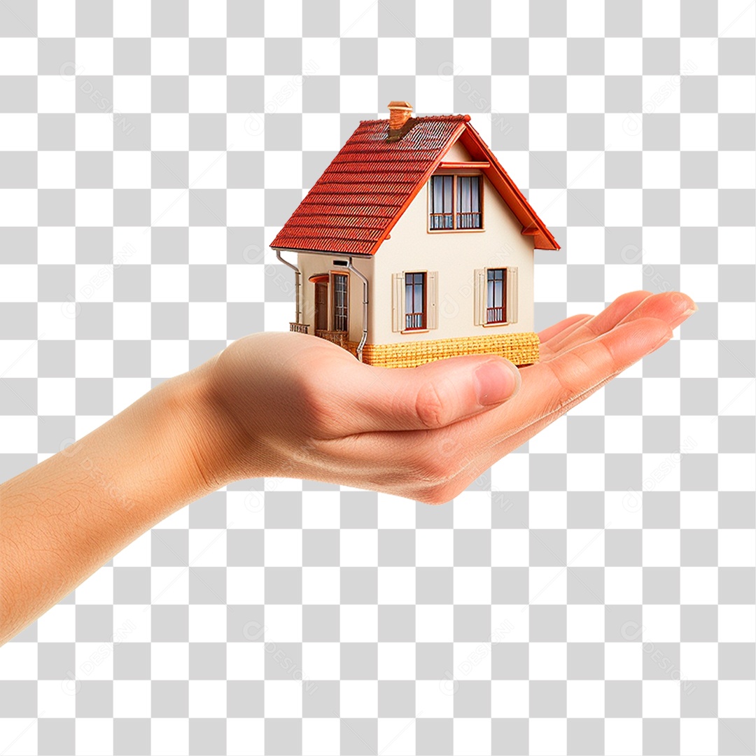Mão Segurando uma Pequena Casa PNG Transparente