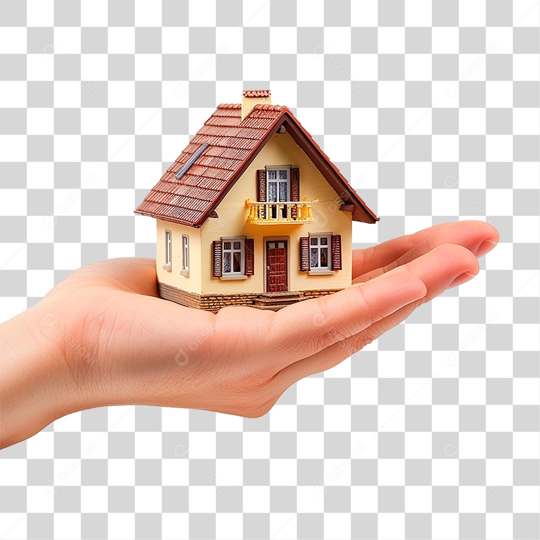 Mão Segurando uma Pequena Casa PNG Transparente