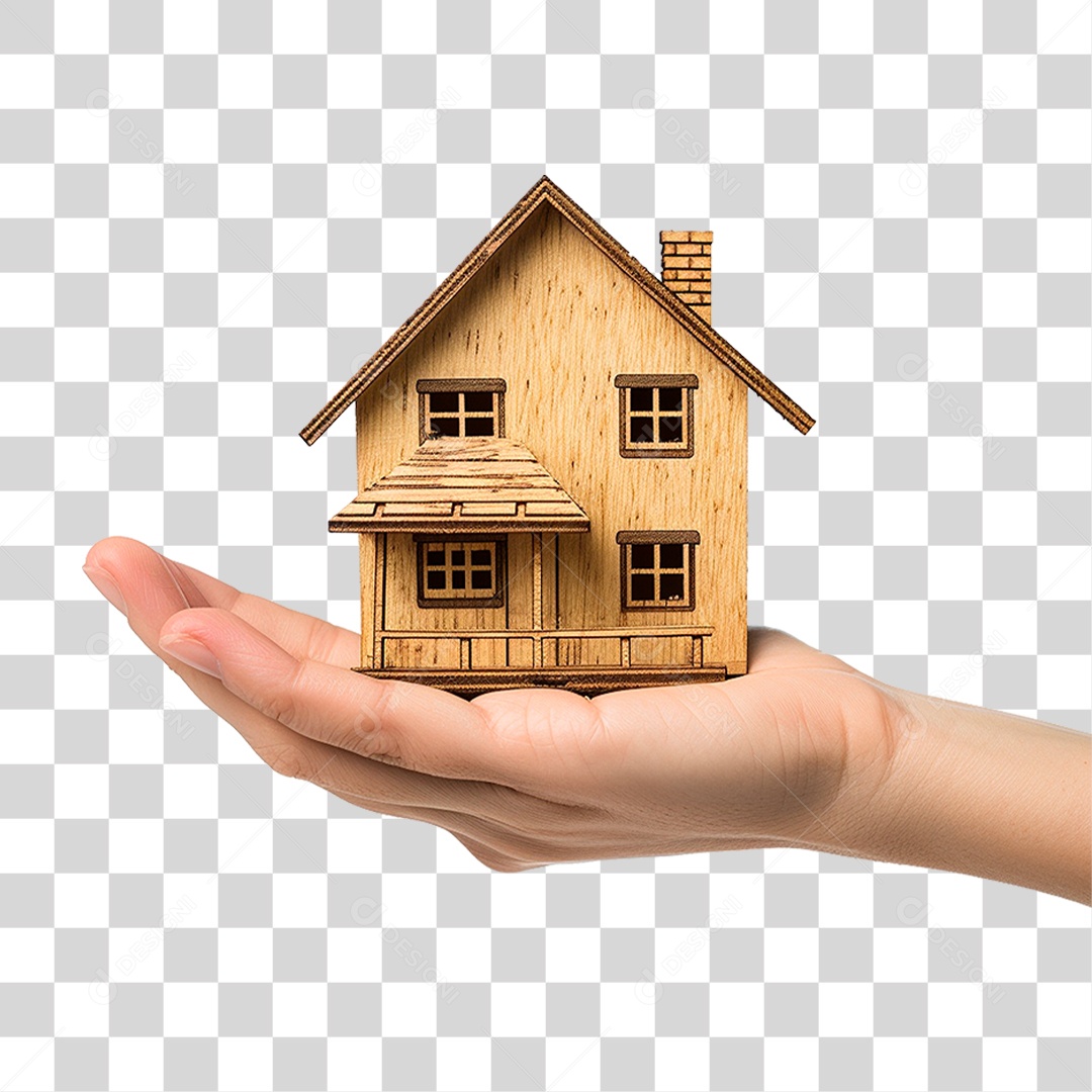 Mão Segurando uma Pequena Casa PNG Transparente