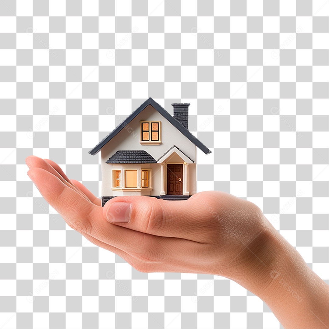 Mão Segurando uma Pequena Casa PNG Transparente