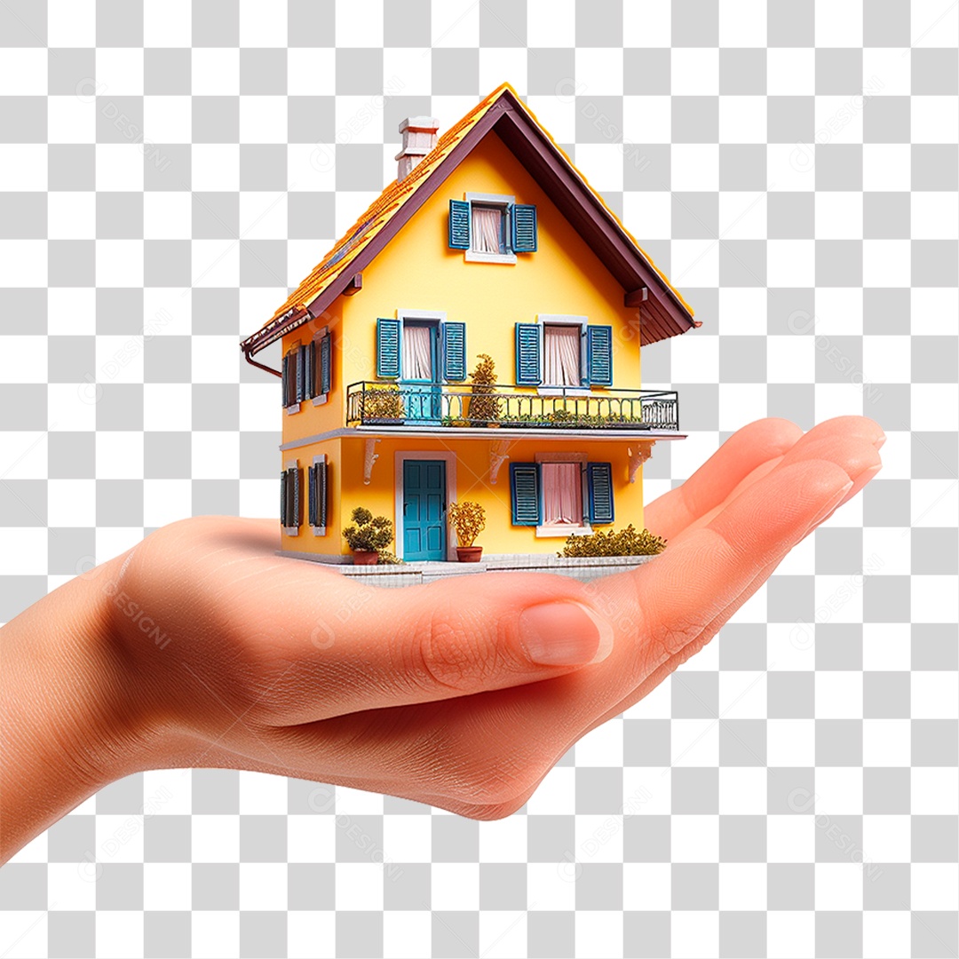 Mão Segurando uma Pequena Casa PNG Transparente