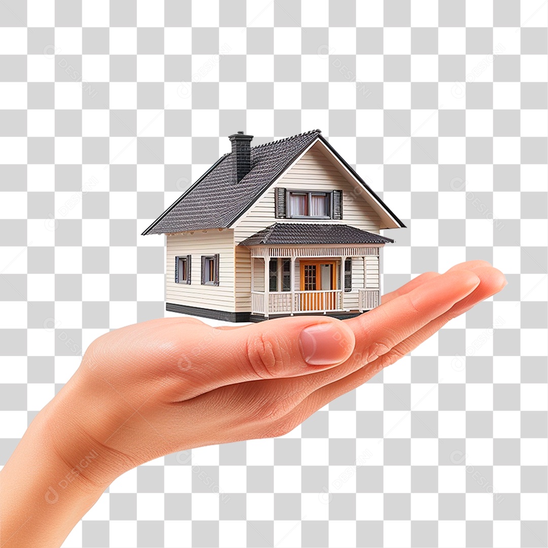 Mão Segurando uma Pequena Casa PNG Transparente