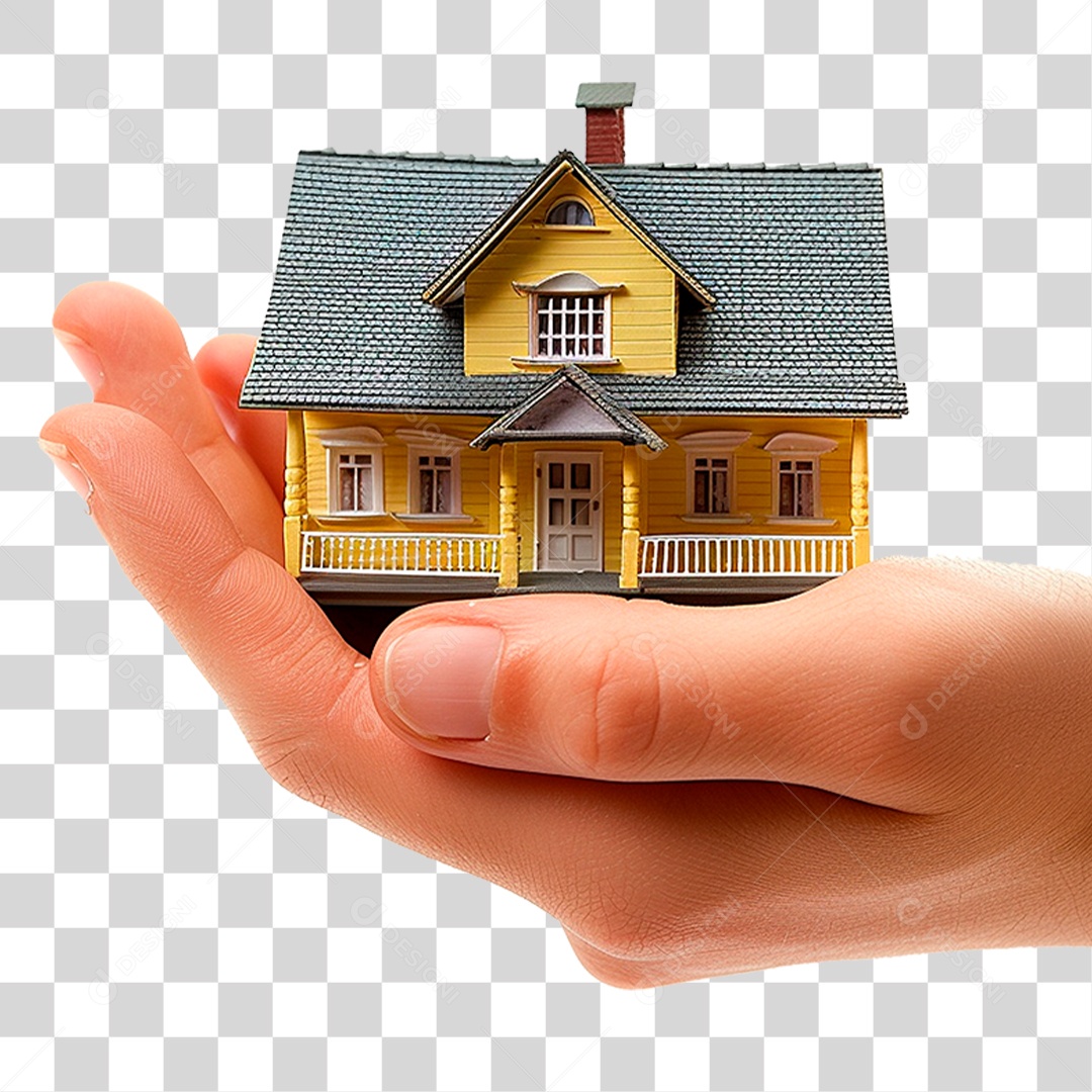 Mão Segurando uma Pequena Casa PNG Transparente