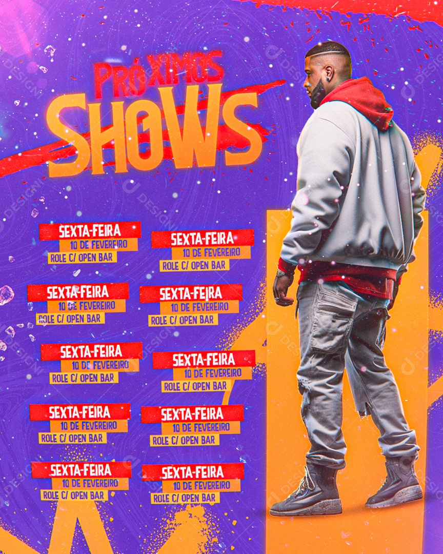 Flyer Próximos Shows Agenda Fevereiro Social Media PSD Editável