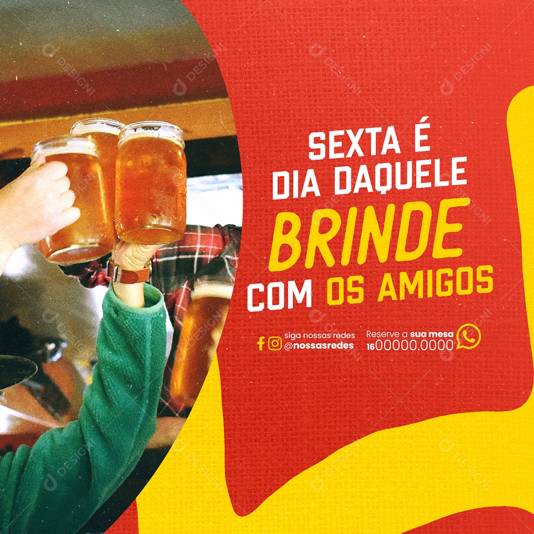 Barzinho Sexta é Dia daquele Brinde com os Amigos Social Media PSD Editável
